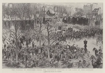 Die Beerdigung von Präsident Faure, der Zug erreicht die Tore von Pere Lachaise